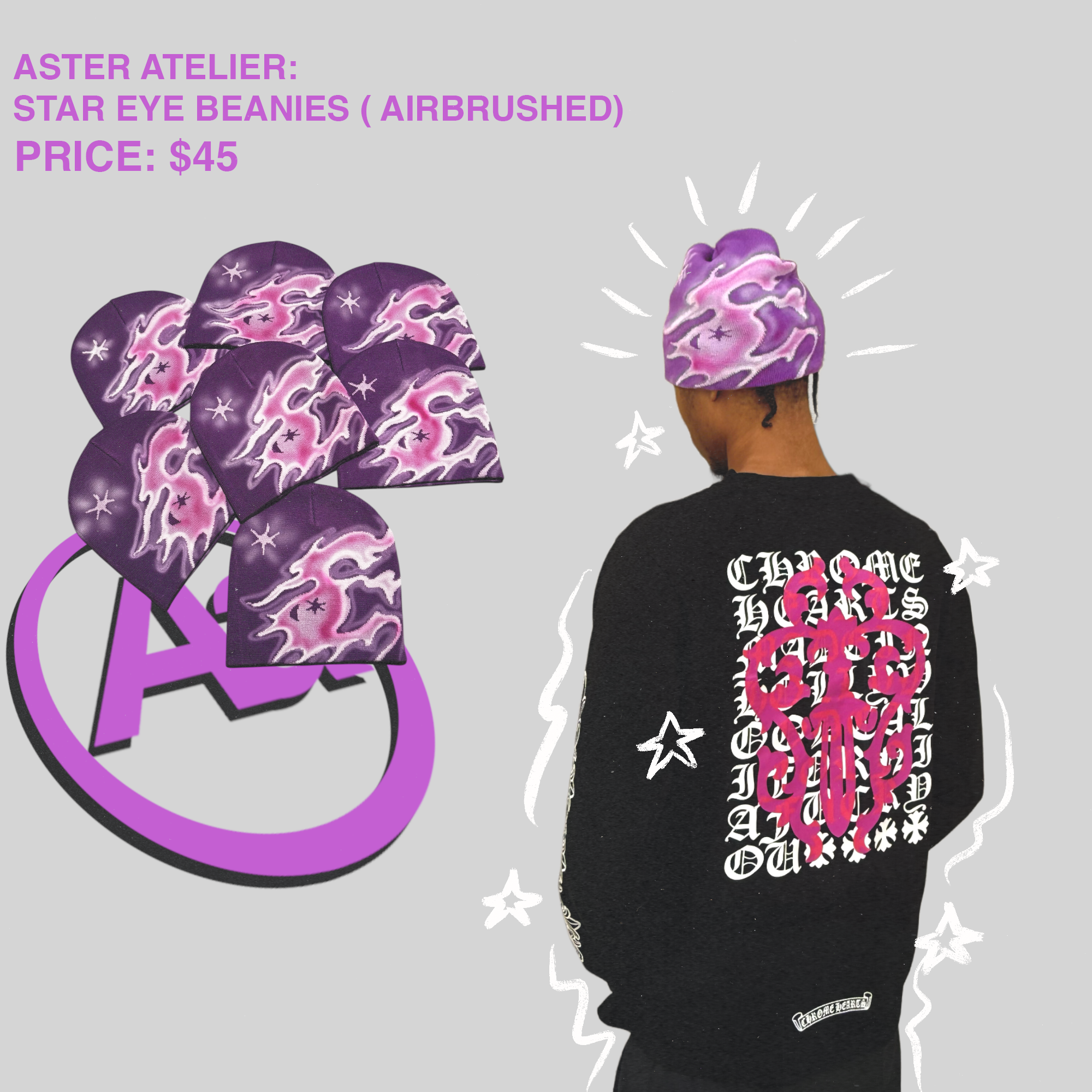 Airbrushed Star Eye Beanie (Limited)